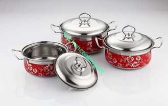 Le Cookware favorable à l'environnement d'acier inoxydable place le pot rouge durable avec le couvercle en métal