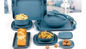 Vaisselle jetable en bambou sûre de nourriture, ensemble en bambou carré de vaisselle de bleu marine