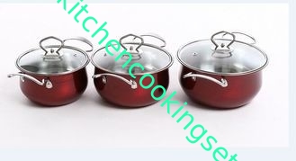 Non pots rouges et casseroles de bâton réglés pour la conception élégante professionnelle de cuiseur d'induction